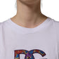 White Logo Patch Cotton Crew Neck T-shirt