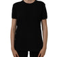 Black Cotton Crew Neck Short Sleeves T-shirt