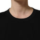 Black Cotton Crew Neck Short Sleeves T-shirt