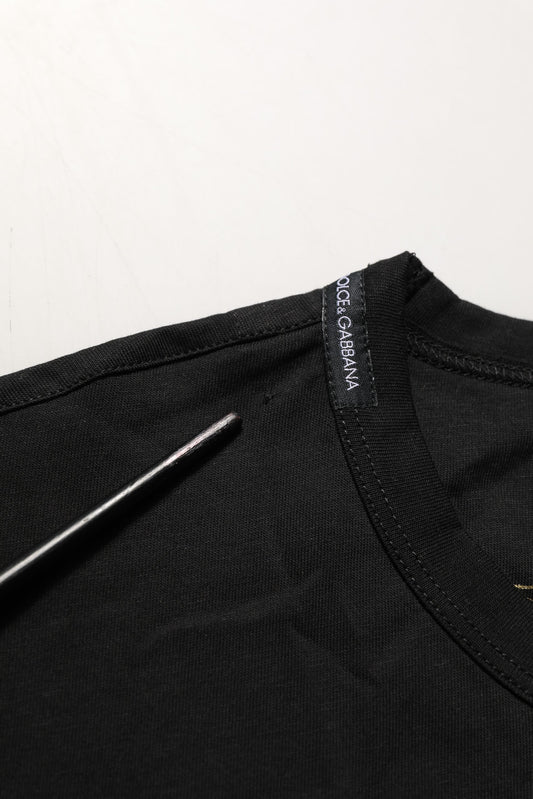 Black Cotton Crew Neck Short Sleeve T-shirt