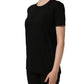 Black Cotton Crew Neck Short Sleeves T-shirt