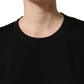 Black Cotton Crew Neck Short Sleeves T-shirt