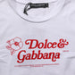 White Floral Logo Print Crew Neck T-shirt