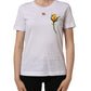 White Cotton Rose Patch Crew Neck T-shirt