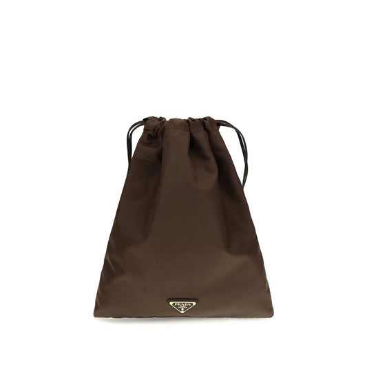 Brown Polyamide Clutch Bag