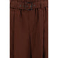 Brown Cotton Casual Pants