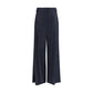 Blue Cotton Casual Pants