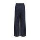 Blue Cotton Casual Pants