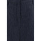 Blue Cotton Casual Pants