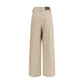 Beige Cotton Casual Pants