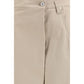 Beige Cotton Casual Pants