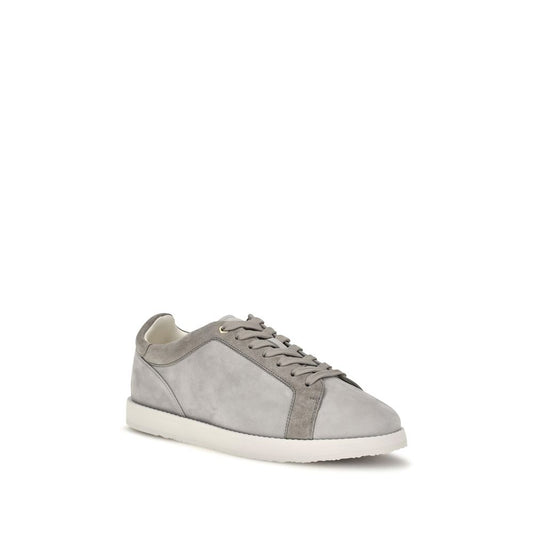 Gray Suede Leather Low Top Sneakers