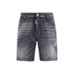 Black Cotton Bermuda Shorts