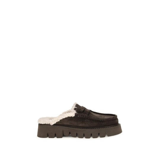 Brown Calf Leather Bos Taurus Mules