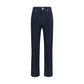 Blue Polyester Cropped Jeans
