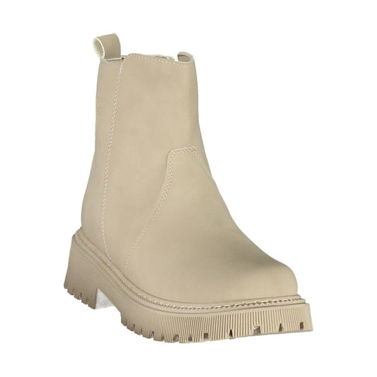 Beige Polyurethane Women Bootie