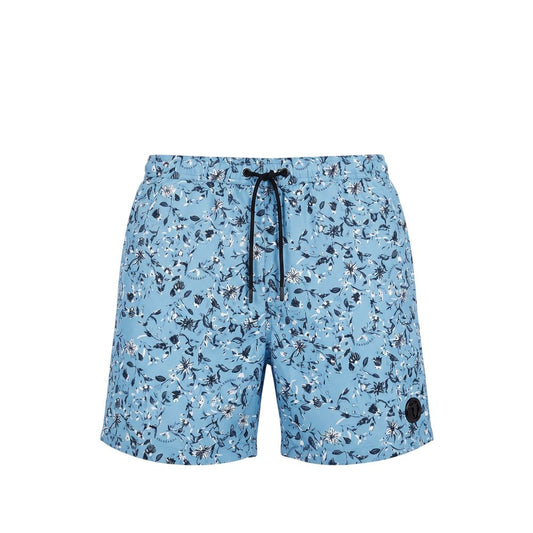 Light Blue Polyester Men Swim Trunk