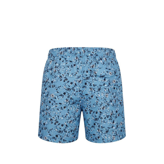 Light Blue Polyester Men Swim Trunk