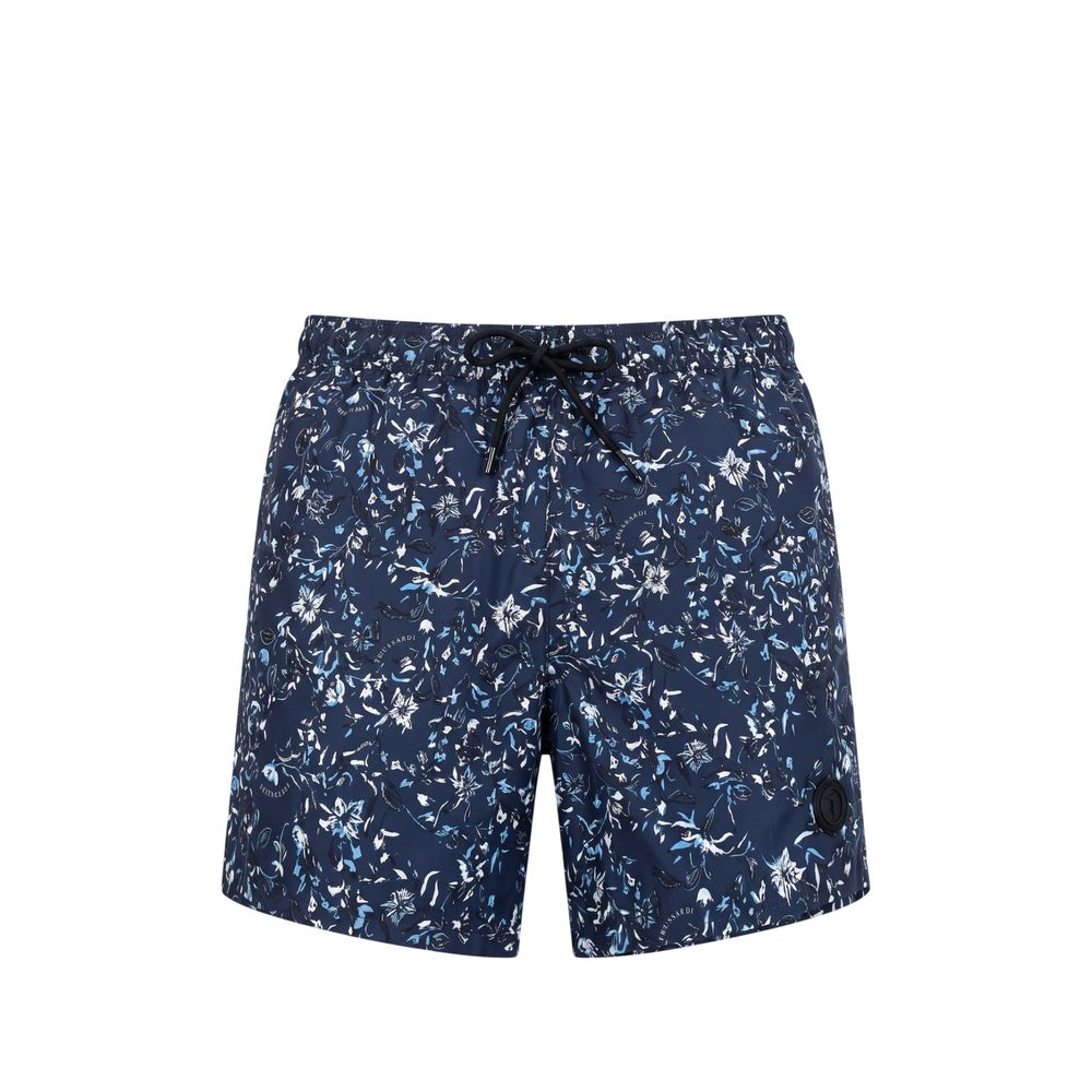 Blue Polyester Men Swim Short