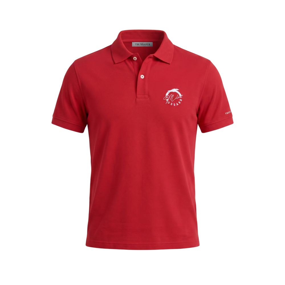 Red Cotton Men Polo Shirt