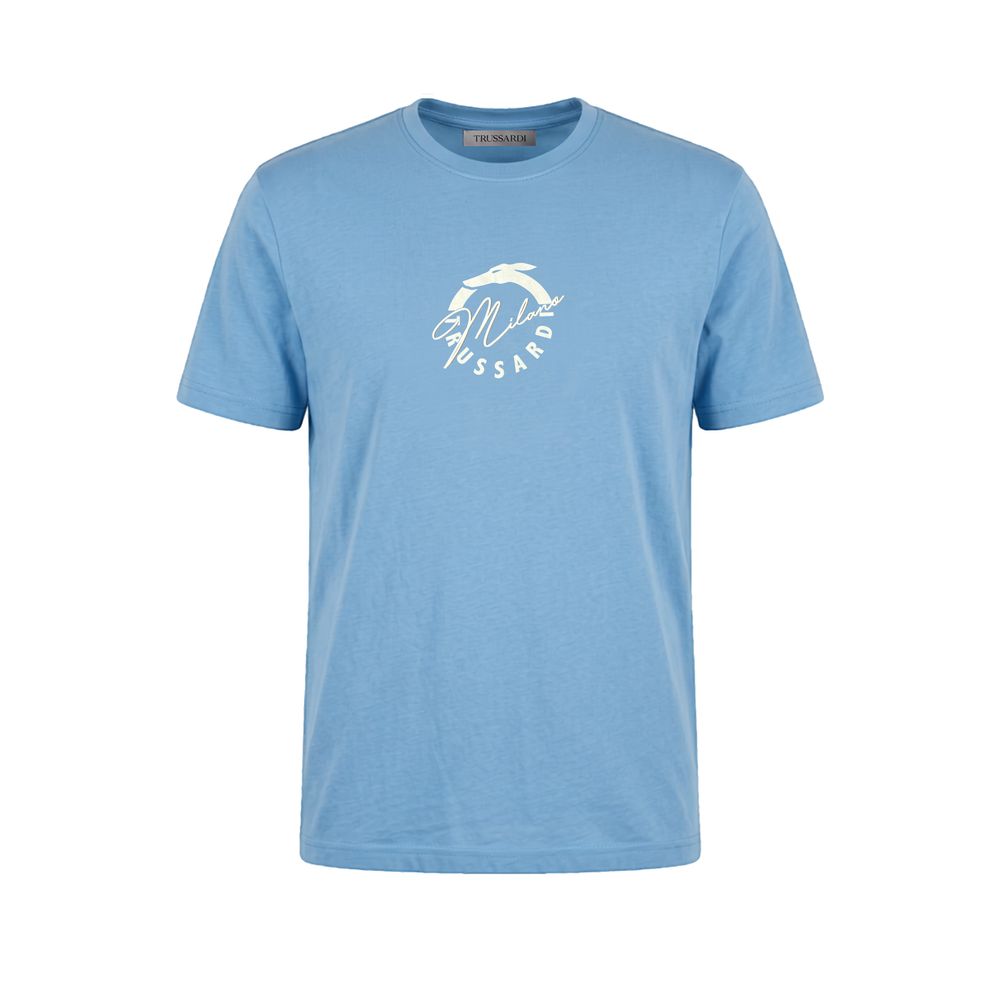 Light Blue Cotton Men T-Shirt