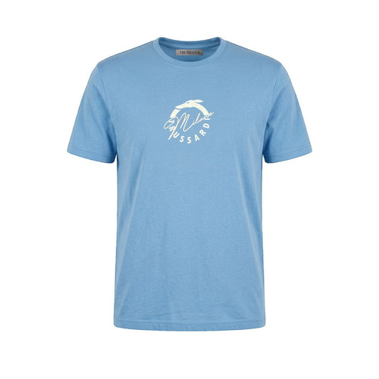 Light Blue Cotton Men T-Shirt