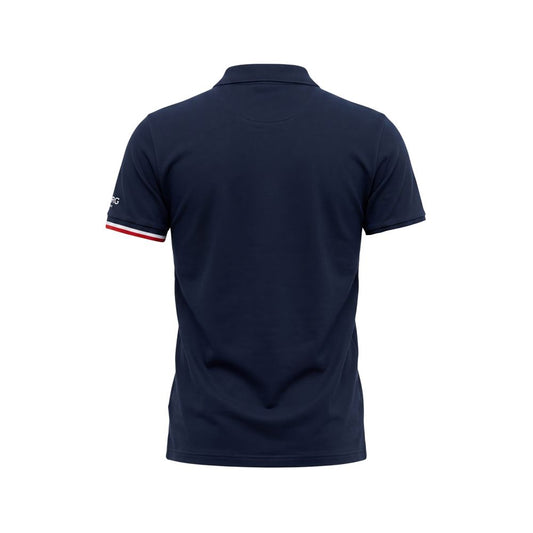 Blue Cotton Men Polo Shirt
