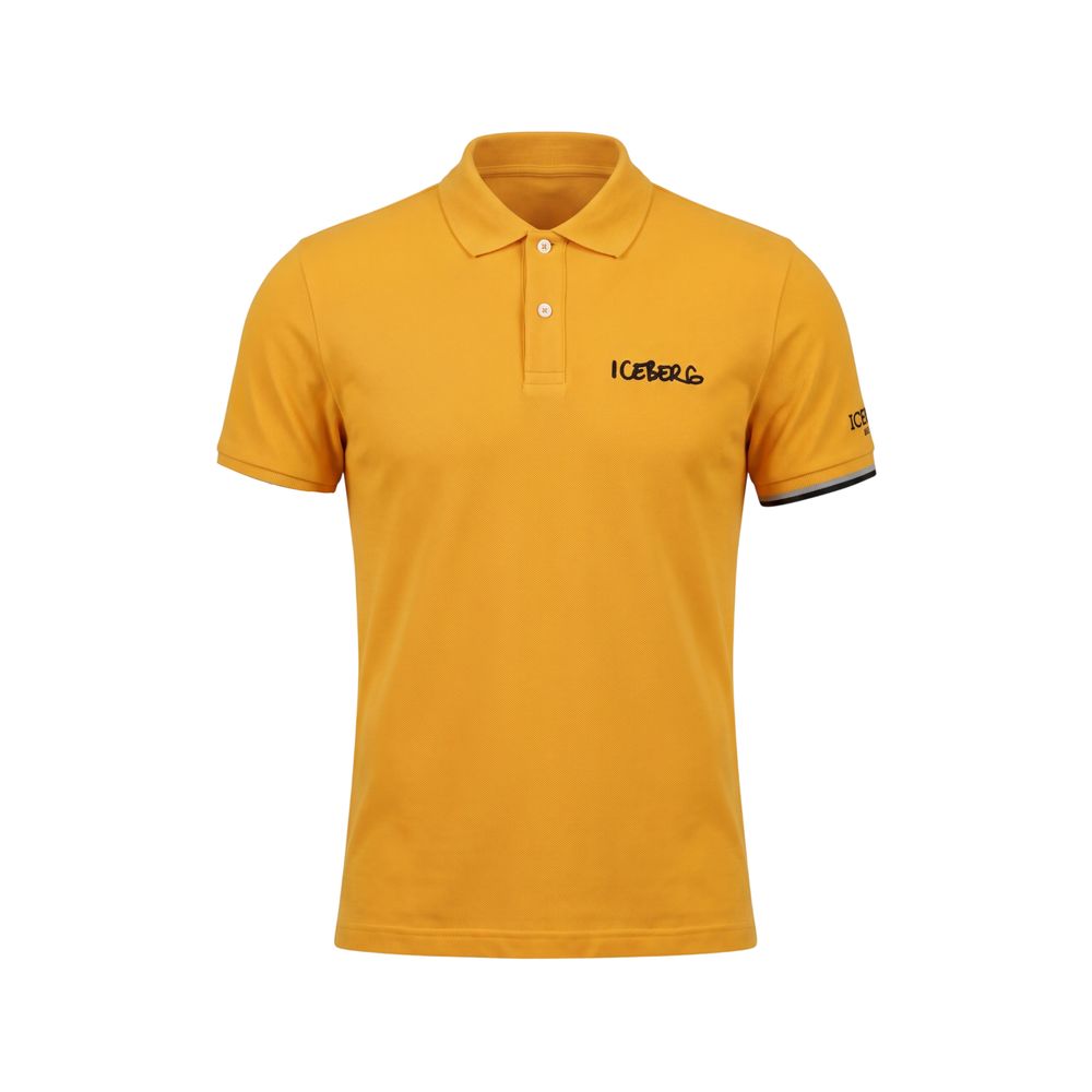 Yellow Cotton Men Polo Shirt