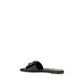 Black Calf Leather Bos Taurus Flat Sandals