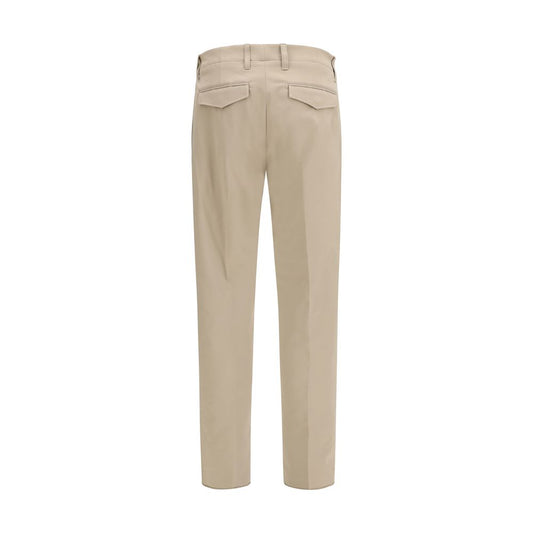 Beige Cotton Casual Pants