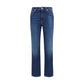 Blue Cotton Straight-Leg Jeans