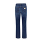 Blue Cotton Straight-Leg Jeans