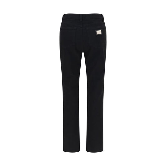 Black Cotton Straight-Leg Jeans
