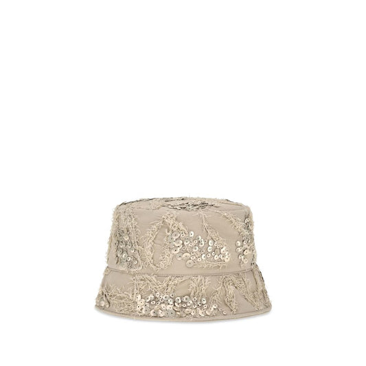 Beige Silk Bucket Hat