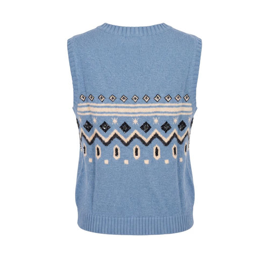 Blue Nylon Women Sweater Vest