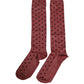 Maroon Polka Dot Over The Calf Accessory Socks