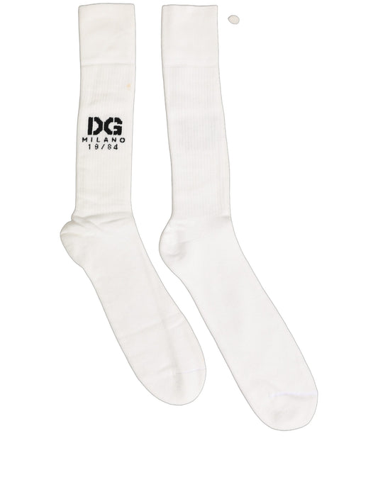 Men White Cotton Over The Calf Accessory Socks