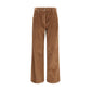 Brown Cotton Casual Pants
