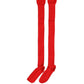Men Red Logo Thigh High Ribbed Accessory Socks