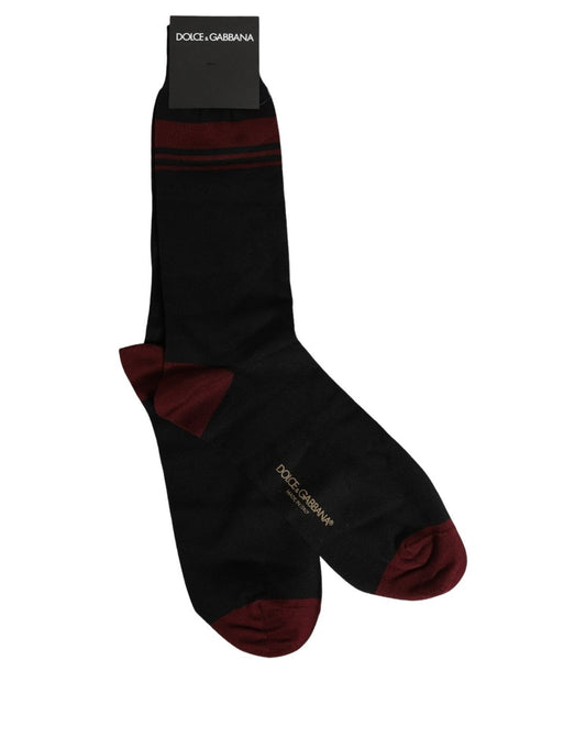 Men Burgundy Black Logo Mid Calf Accessory Socks