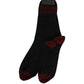 Men Burgundy Black Logo Mid Calf Accessory Socks