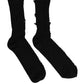 Black Cotton Distressed Mid Calf Accessory Socks