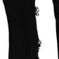 Black Cotton Distressed Mid Calf Accessory Socks