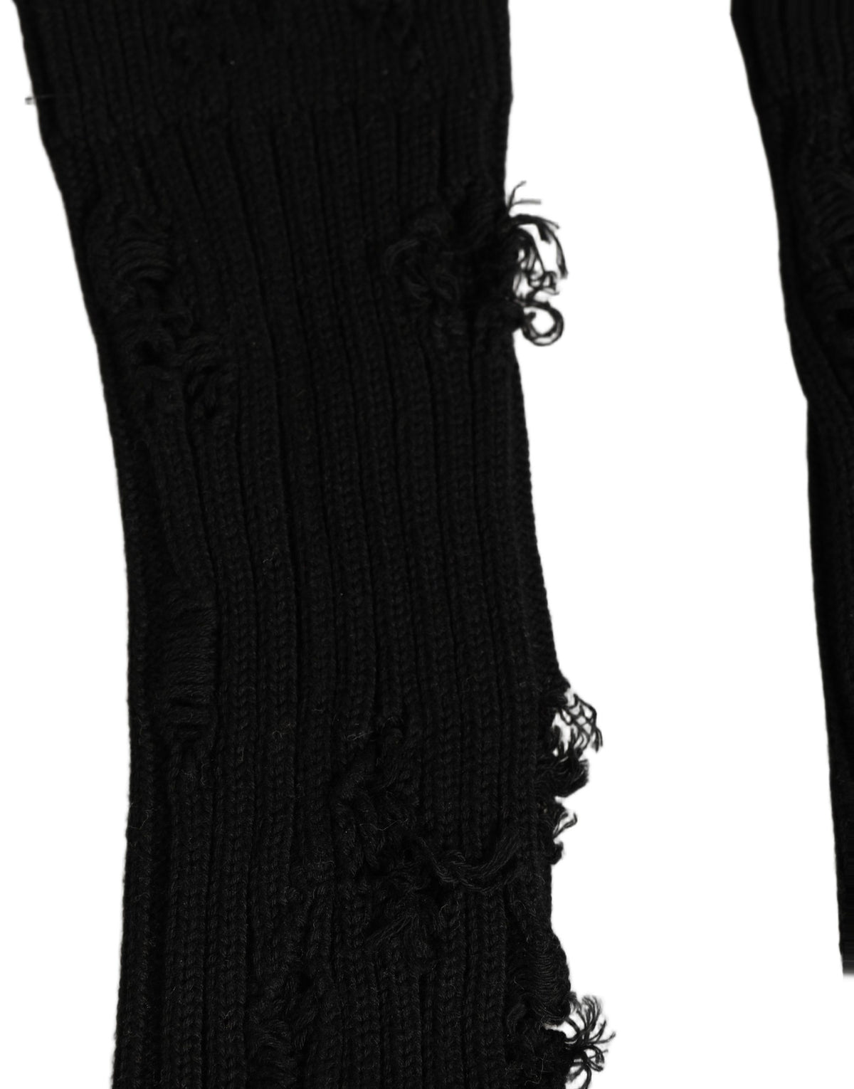 Black Cotton Distressed Mid Calf Accessory Socks