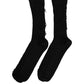 Black Cotton Distressed Mid Calf Accessory Socks