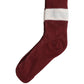 Burgundy White Stripes Cotton Mid Calf Accessory Socks