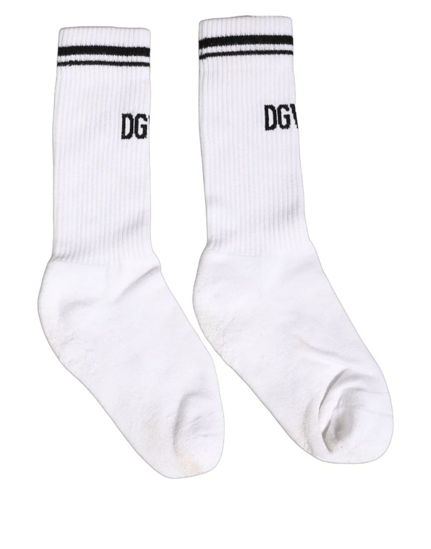 Men White DGVIB3 Cotton Mid Calf Accessory Socks