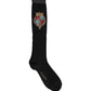 Men Black Wool Crest Logo Knee High Accessory Socks