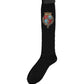 Men Black Wool Crest Logo Knee High Accessory Socks
