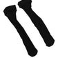 Black Nylon Logo Calf Long Women Accessory Socks